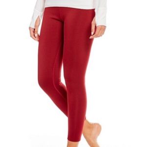 WARM & COZY Maroon faux fur lined stretch legging